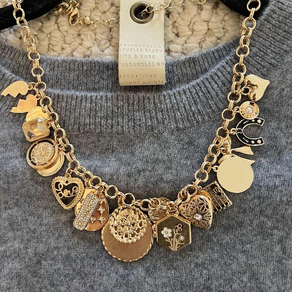 Anthropologie Gold Charm Necklace